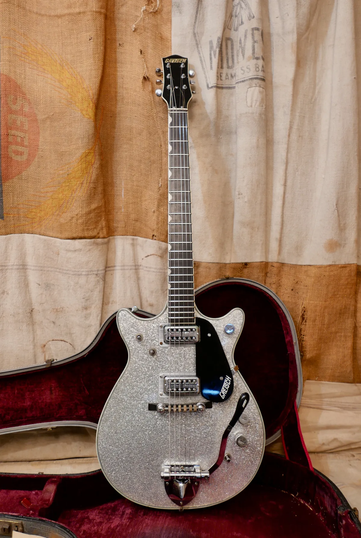 1964 Gretsch 6129 Double Cutaway Silver Jet Sparkle - Gbase