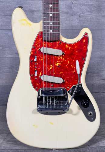 1966 Fender Mustang Olympic White Slab Board Neck - Gbase