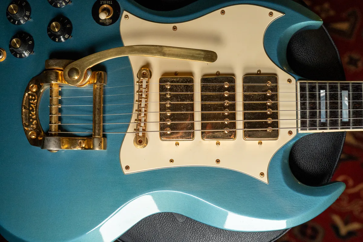 1968 Gibson SG Custom Pelham Blue Factory Bigsby Left-Handed 1 of