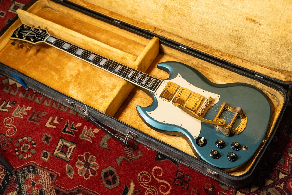 1968 Gibson SG Custom Pelham Blue Factory Bigsby Left-Handed 1 of