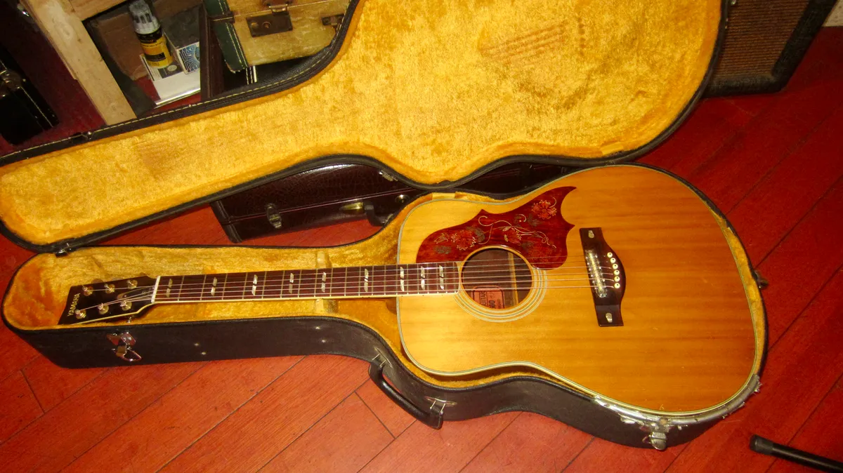 1969 Yamaha FG-300 Red Label Acoustic Dreadnought Natural - Gbase