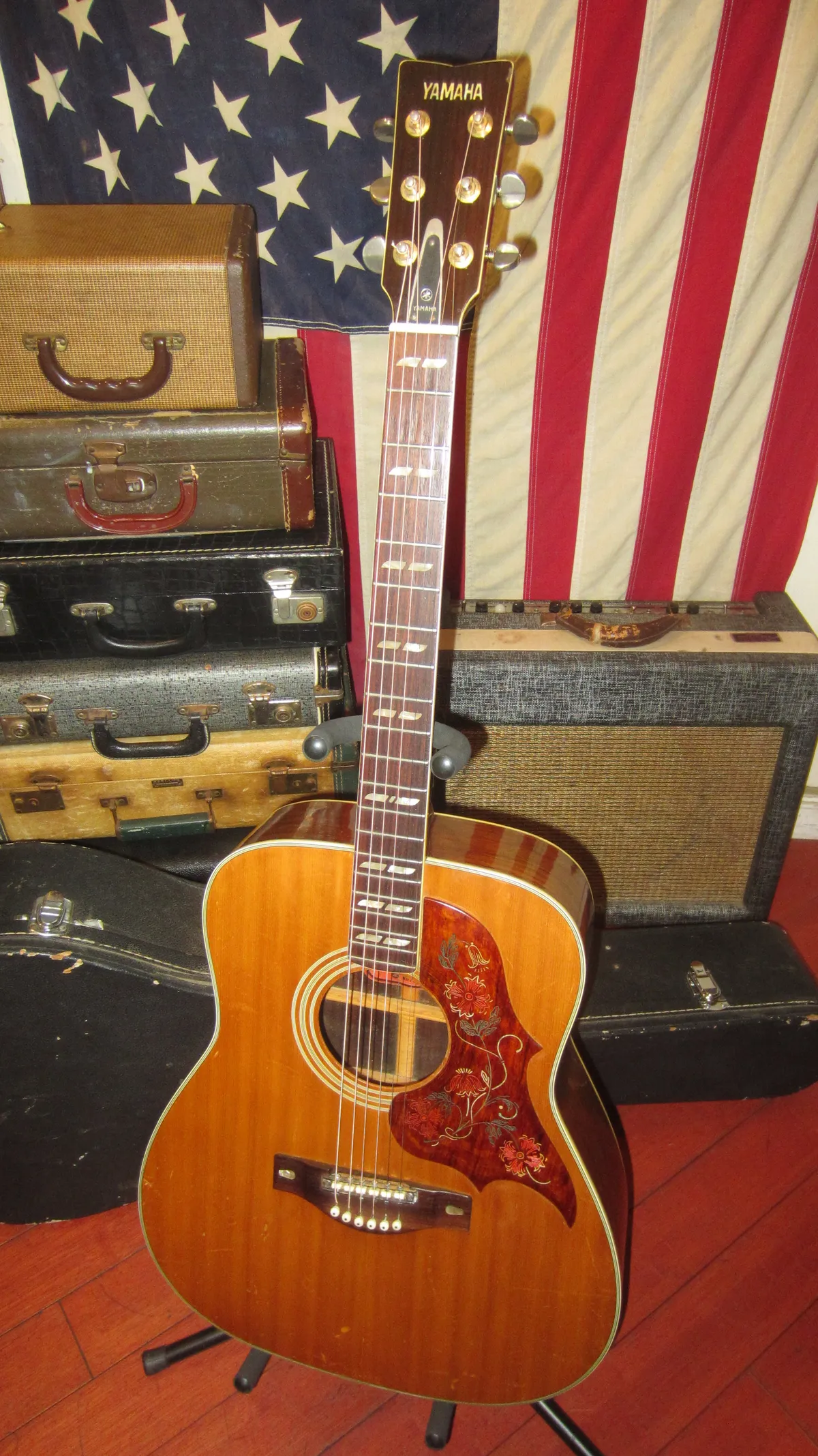 1969 Yamaha FG-300 Red Label Acoustic Dreadnought Natural - Gbase