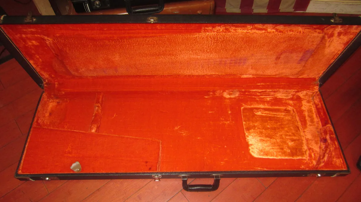 1971 Fender Jazz Bass / P-Bass Case Black w/ Orange Interior - Gbase