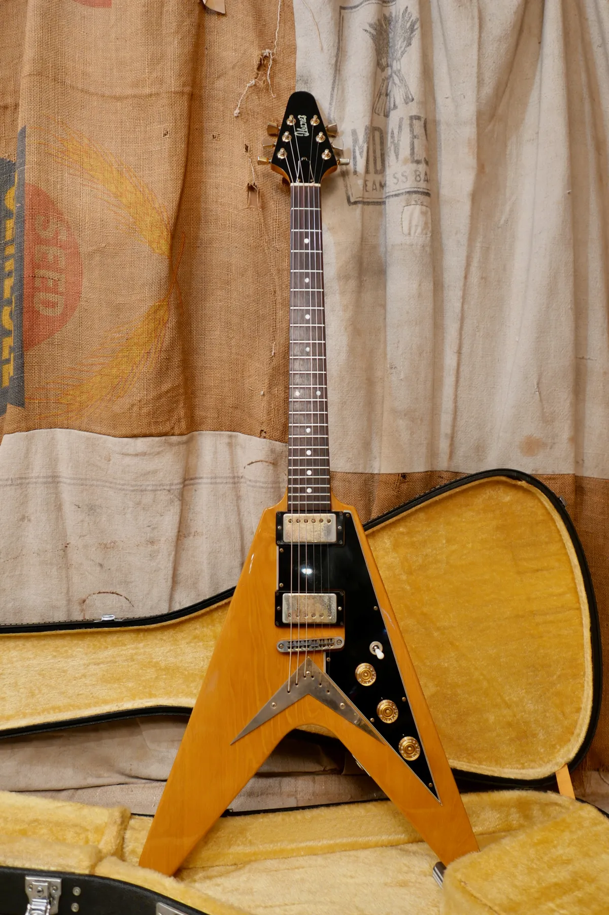 1977 Ibanez Rocket Roll Flying V Super 70's Model 2387 Natural - Gbase
