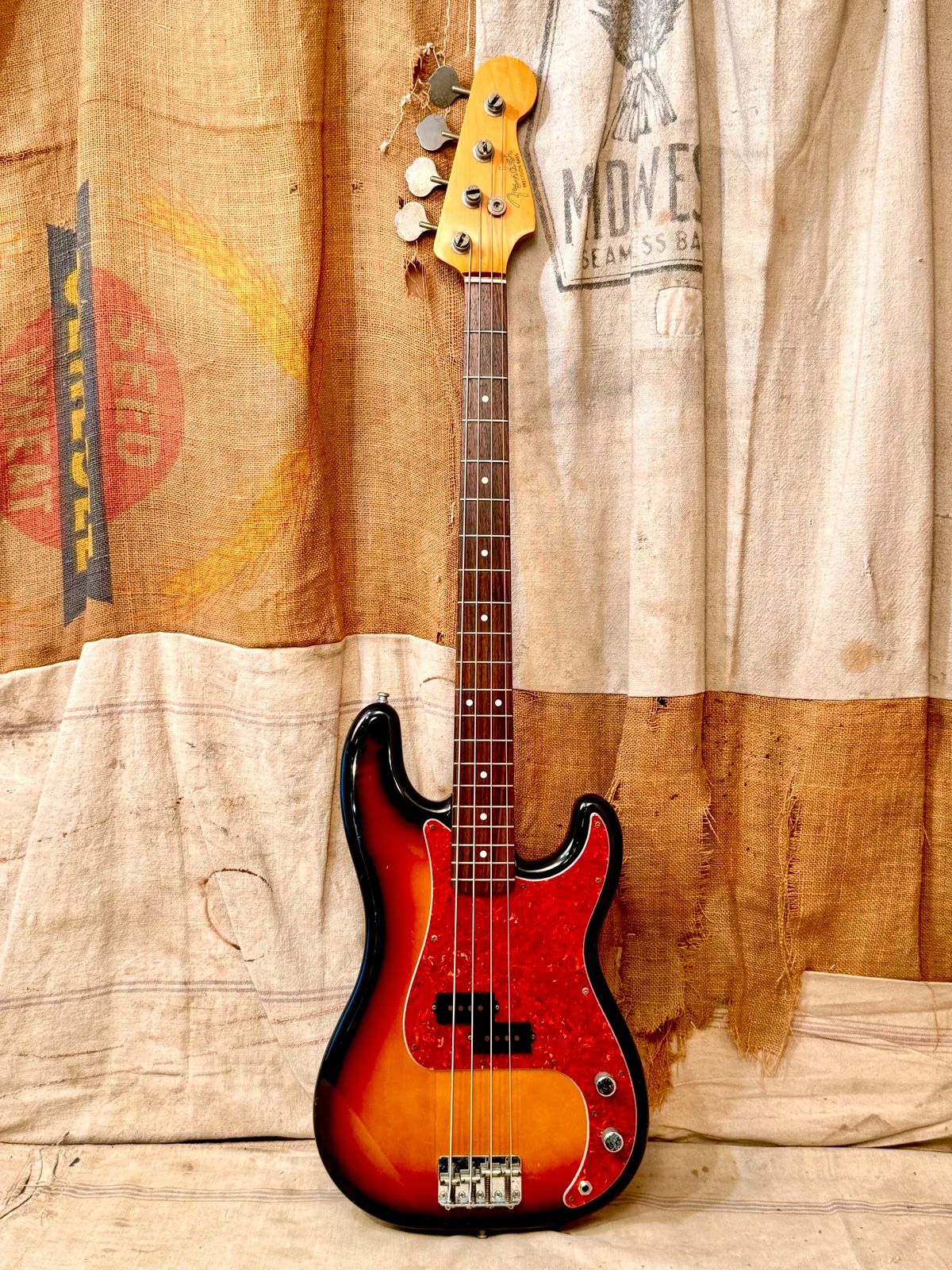 1990 Fender MIJ '62 Reissue Precision Bass 3 Tone Sunburst - Gbase