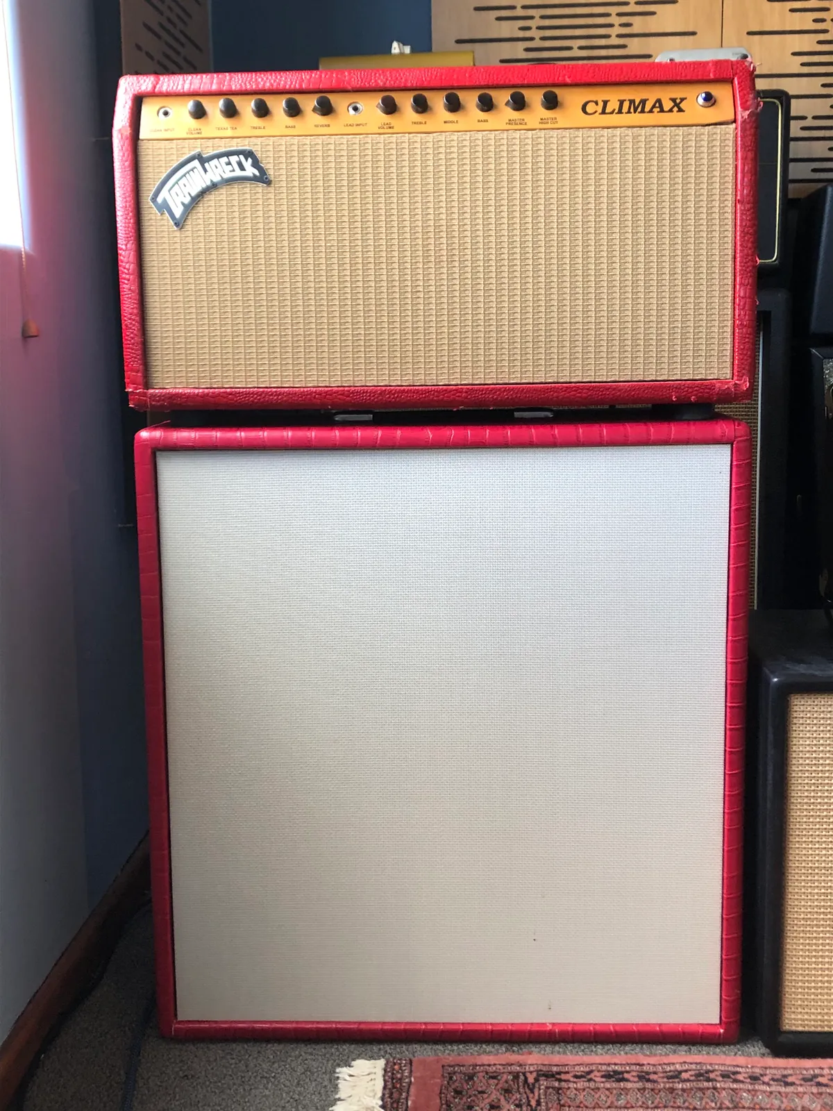 1999 Kendrick Climax Trainwreck Amp with 2x12 Cabinet in Red Faux