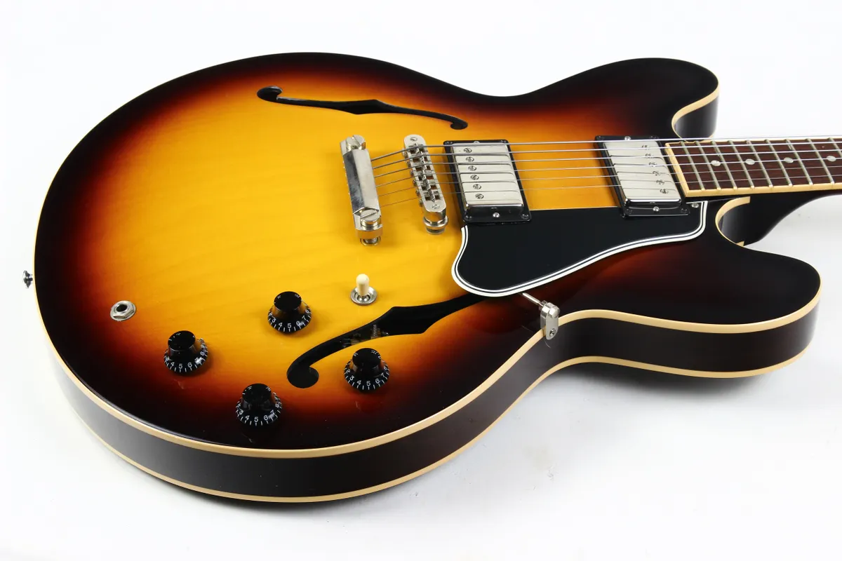 2013 Gibson Memphis ES-335 Dot Neck Sunburst Plain Top Semi Hollow