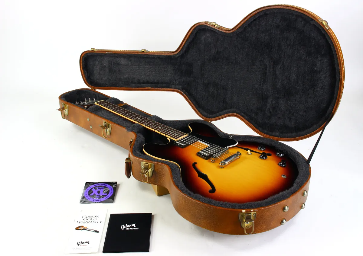 2013 Gibson Memphis ES-335 Dot Neck Sunburst Plain Top Semi Hollow