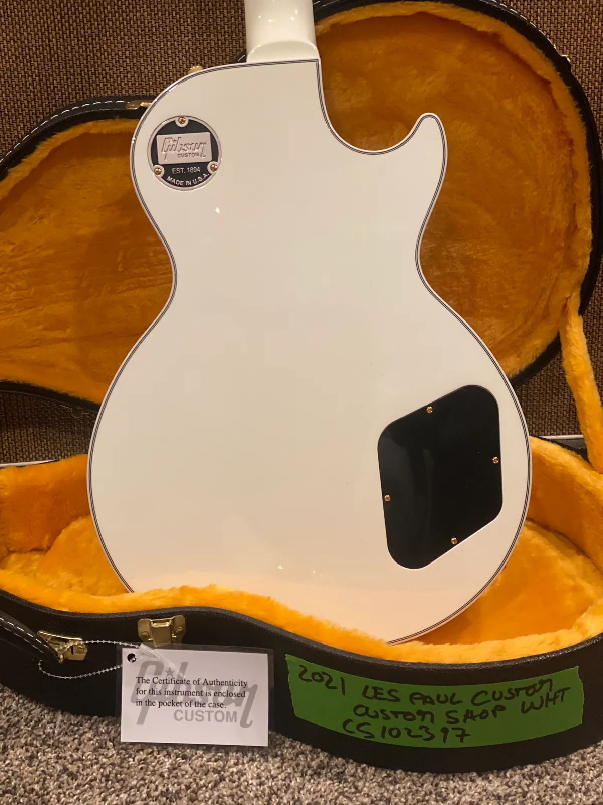 ギター Gibson Custom shop Les paul 2021 2021 Gibson Les Paul Custom Custom shop Lefty Left Handed White