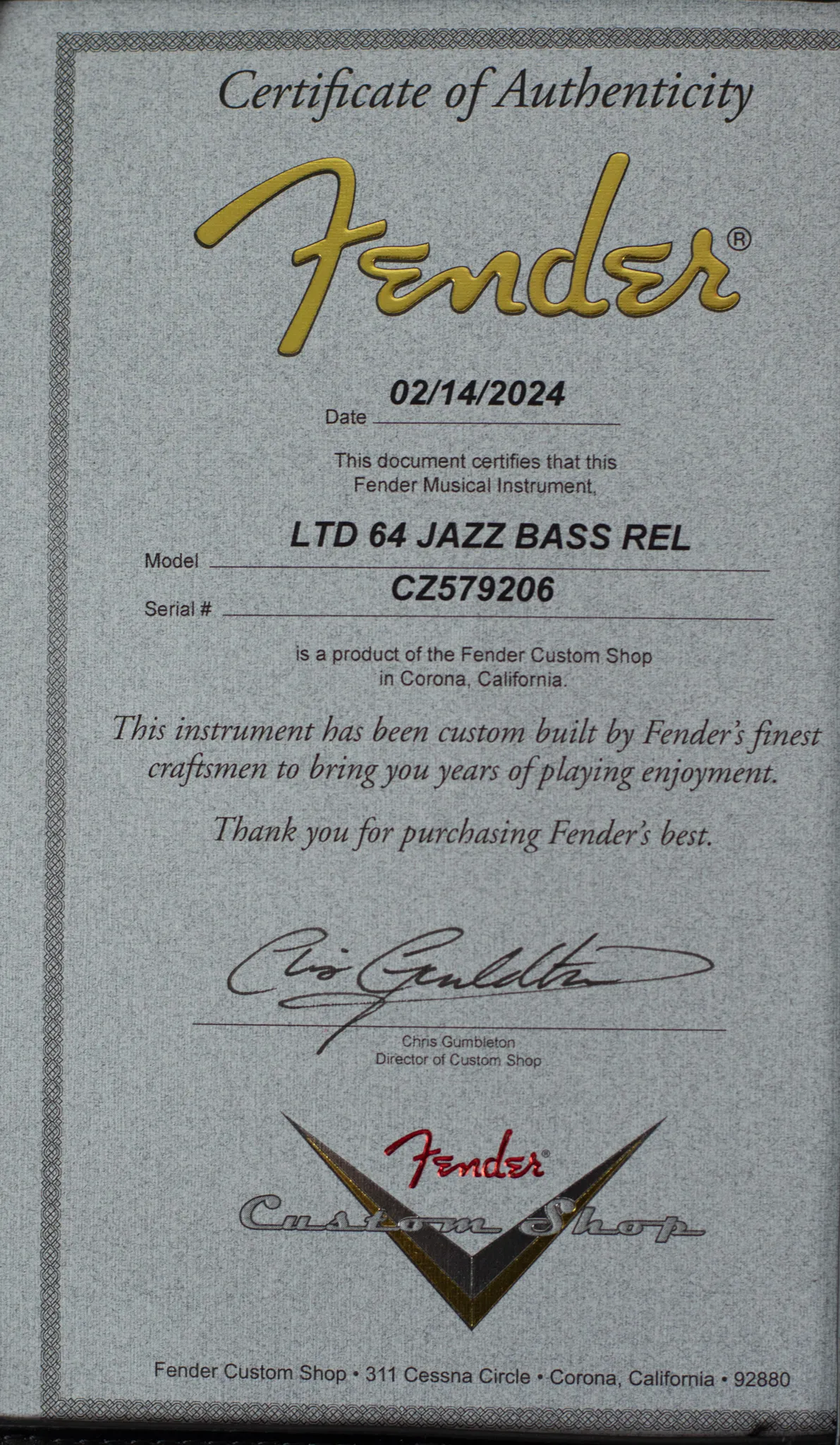 2024 Fender Custom Shop LTD '64 Jazz Bass Relic Aged Tahitian