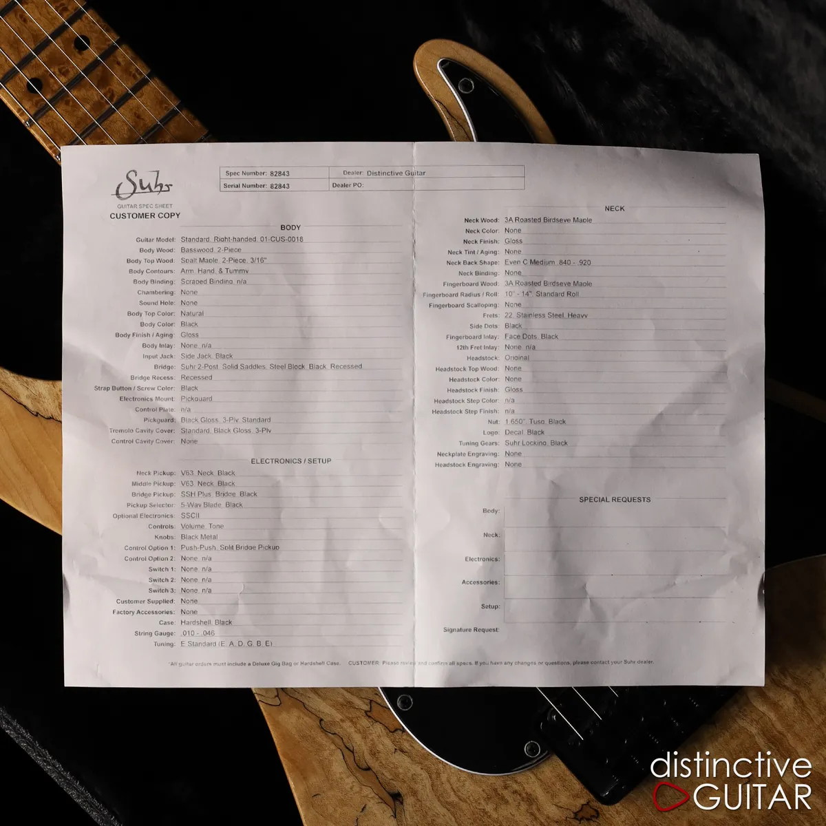Suhr Standard Custom - Natural Spalted Maple - Gbase