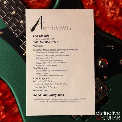 Tom Anderson The Classic Satin Metallic Green > Guitars Electric Solid ...